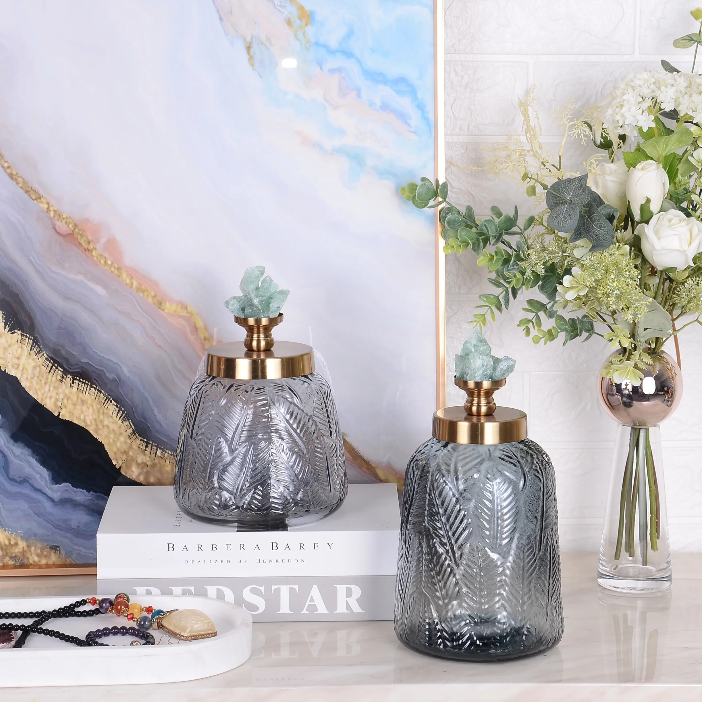 2021 Trends Interior Modern Tropical Transparent Glass Crystal Decorative Decoration Product Decor For Home Offices