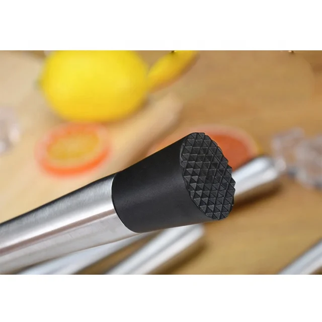 Stainless Steel Cocktail Mixer Stirring Lemon Orange Fruit Juice Muddler Crushed Ice Hammer Broken Popsicle Ice Pressing Stick