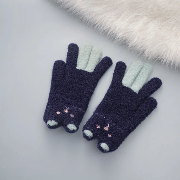 Knitted Colourful Winter Gloves High Elastic Cold Proof Lovely Student Gloves