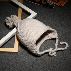 Wholesale Baby Boys Girls Beanie With Pompom Comfortable Custom Logo Winter Infant Cute Baby Hat Soft Rope