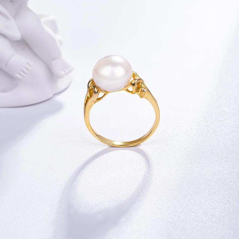 Simple Stackable Dainty Cubic Zirconia Engagement Ring Womens Wedding Chunky Adjustable Pearl Rings for Women Sterling Silver