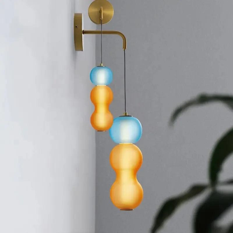 Modern E27 Led Interior Wall Light Hanging Wall Lamp Nordic Colored Glass Metal Iron 80 Home Office Modern Luxury
