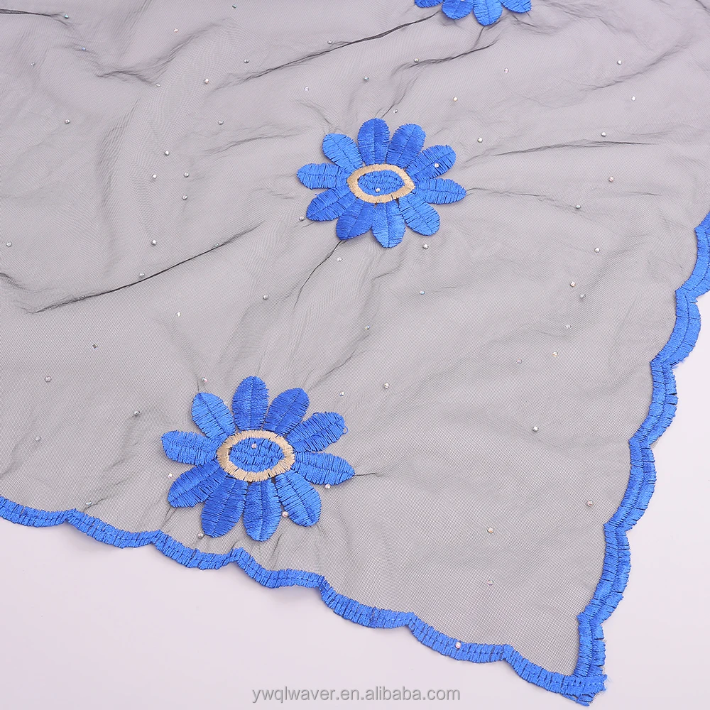 Islamic African scarf for women mslim  hijab for women Net surface embroidery