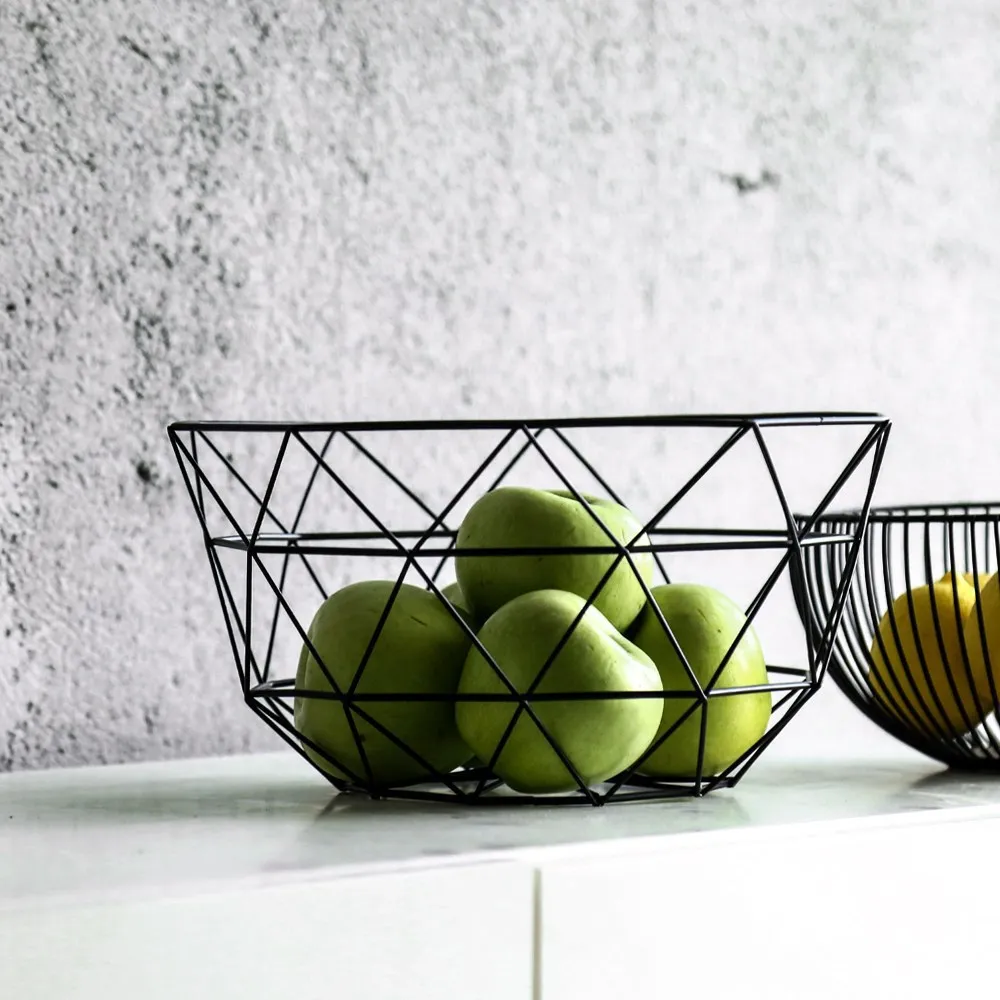 Nordic Simple Geometry Wrought Iron Fruit Basket Living Room Fruit Tray Creative Basket