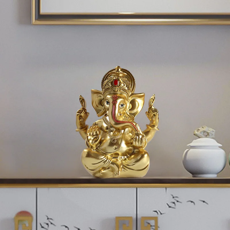 High Quality Indian Hindu Elephant God Ganesh Statue Handmade Gift Home Decoration Resin Ganesha Statue