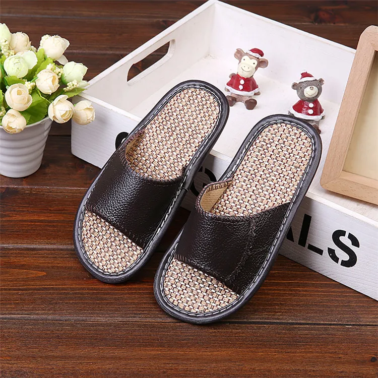 
Factories leather flip flos in China summer wear - resistant indoor linen slippers for girl 