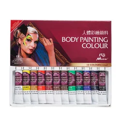 Madisi профессиональная художественная краска для тела 12 цветов 12 мл набор