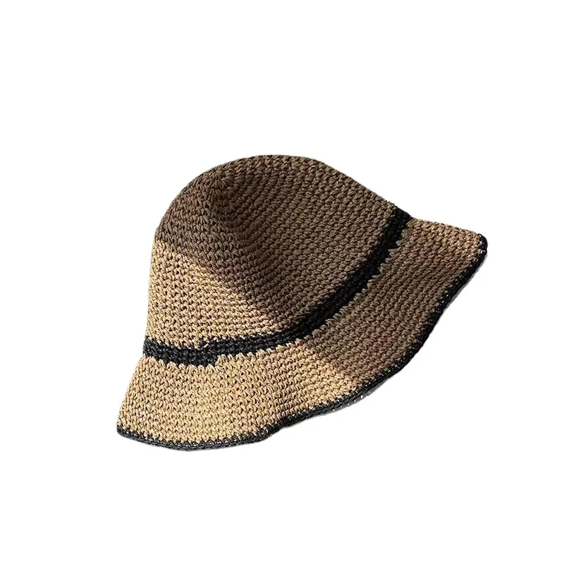 Refreshing Elegant Knitted Hat Crochet Paper Straw Hats for Women with logo
