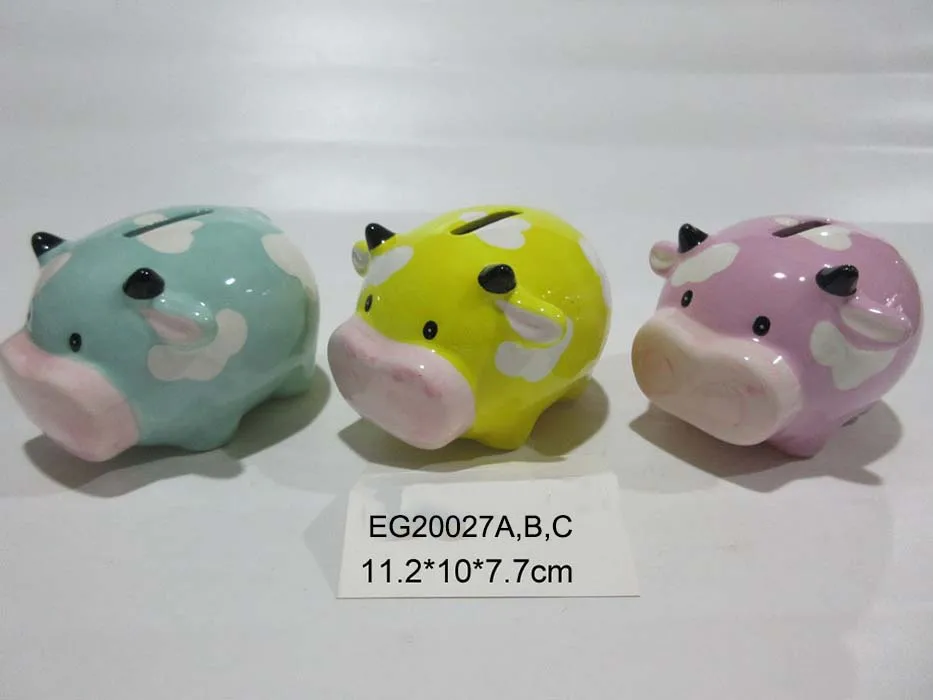 High quality Ceramic handmade crafts porcelain piggy bank for Children