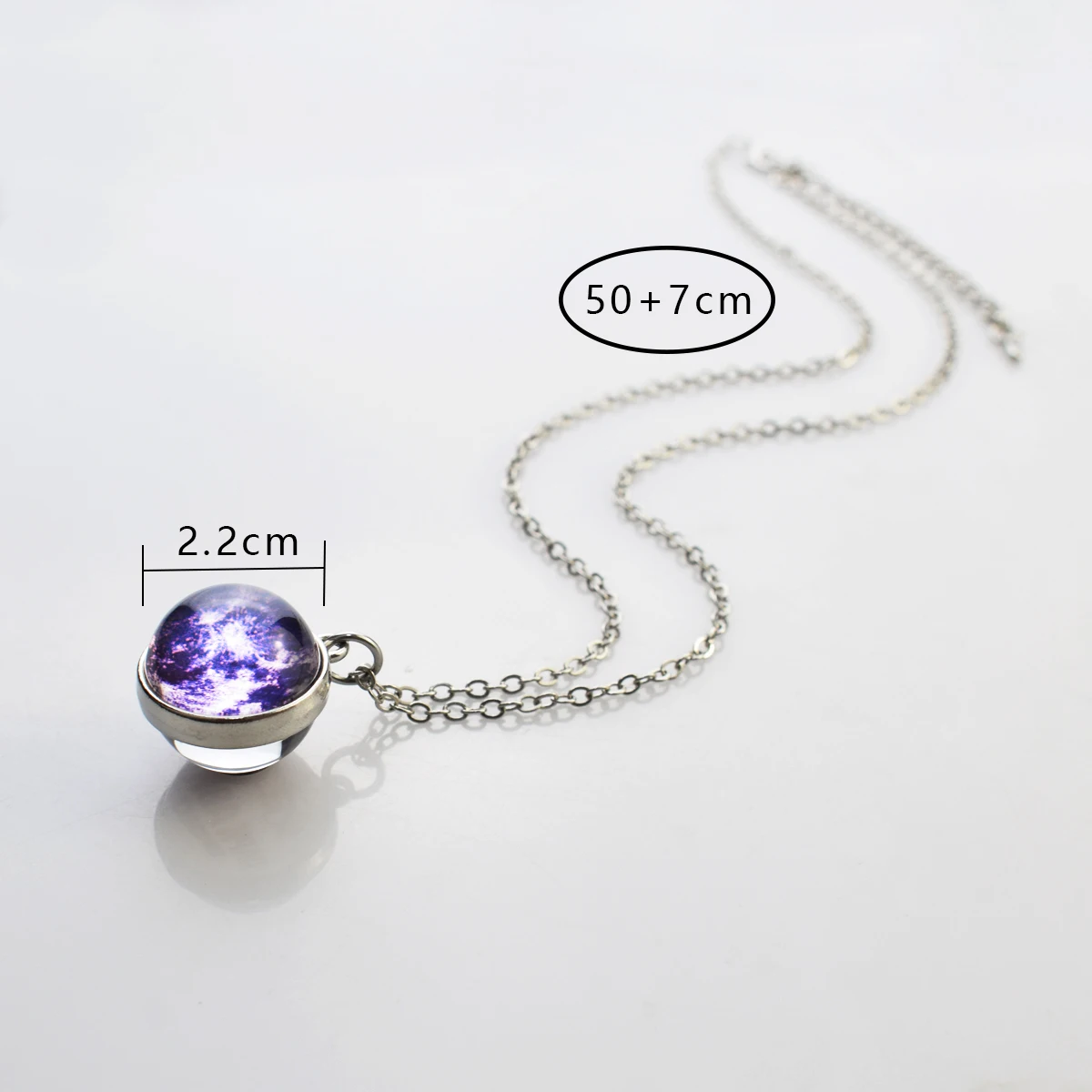 Glowing Yin Yang Glass Ball Pendant Women Cute Crystal Silver Jewelry Yin Yang Necklace