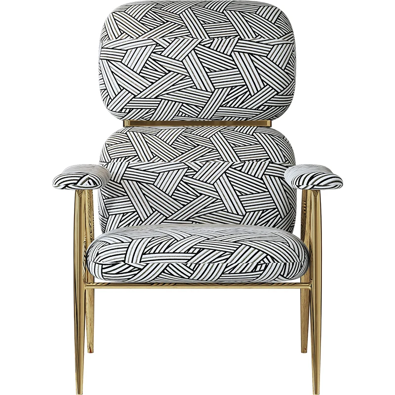 
 Современное Кресло для отдыха с ножками из нержавеющей стали, мягкий диван-стул, жаккардовый тканевый стул с акцентом для гостиной, спальни  