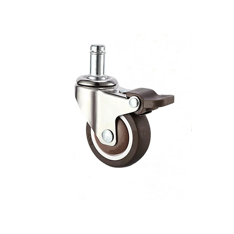 Soft Rubber TPE Furniture Caster Wheels Swivel Stem Casters 1/1.25/1.5/2 Inch Caster Wheel With Brake For Office Chair