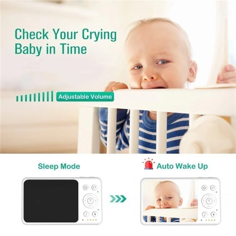 Newest OEM Night Vision Sound Activated Built-in Lullabies Two Way Audio Temperature Monitoring Video Baby Monitor with Camera