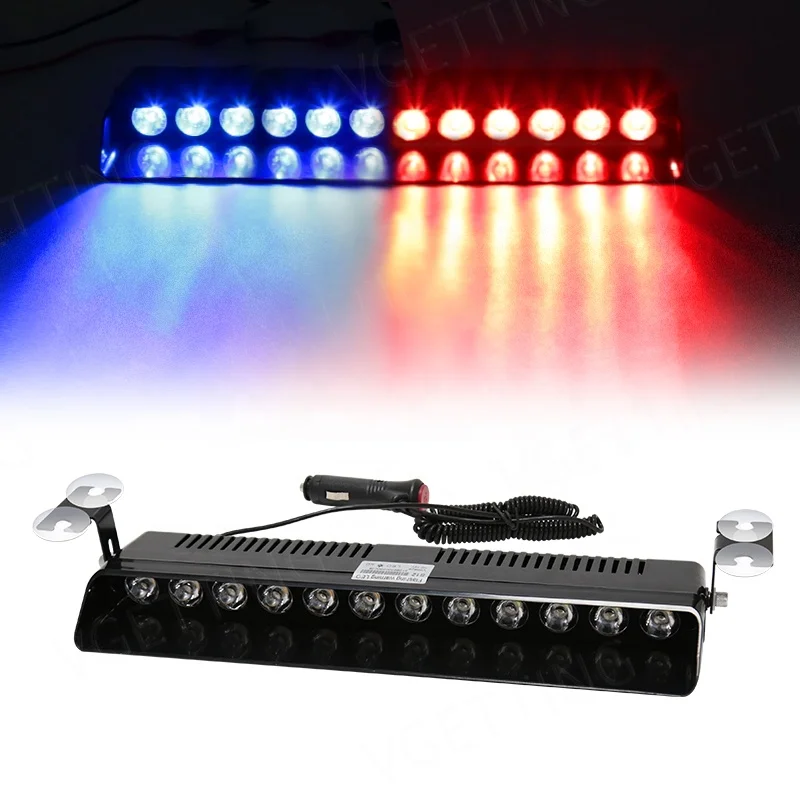 Super Bright 12 LED Strobe Lights Car Interior Front Windshield Warning Flashing Beacons Emergency Lamp Auto Accessories