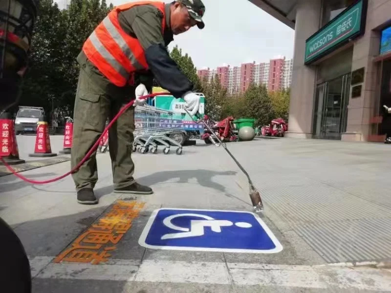 Fire Heating Apply Preformed adhesive hot melt Road Marking Tape, Bicycle Lne Pavemenr Marking
