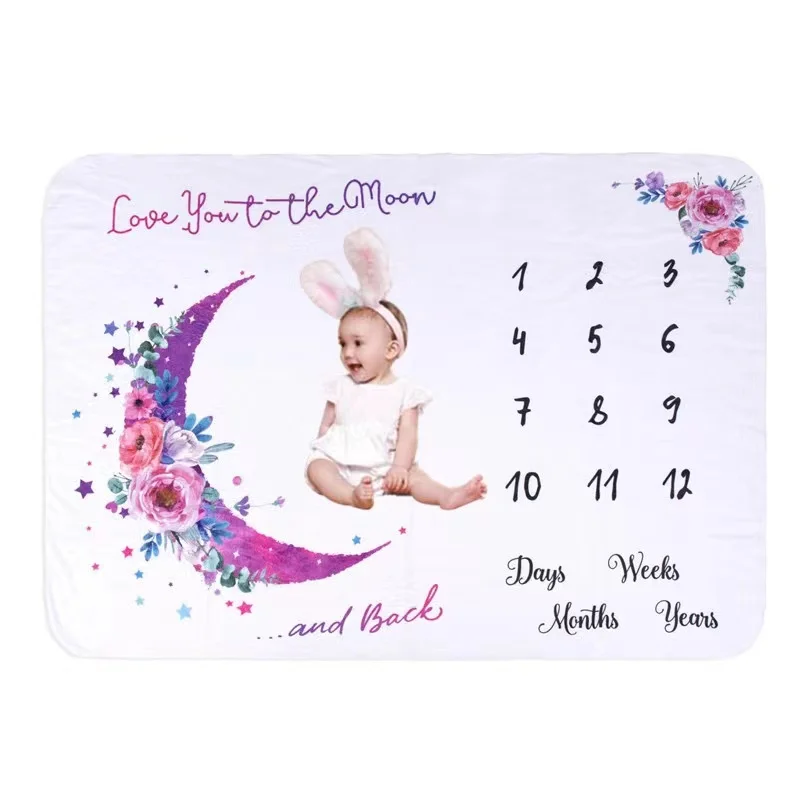 New arrival soft flannel newborn infant photo blankets monthly milestone blanket for baby