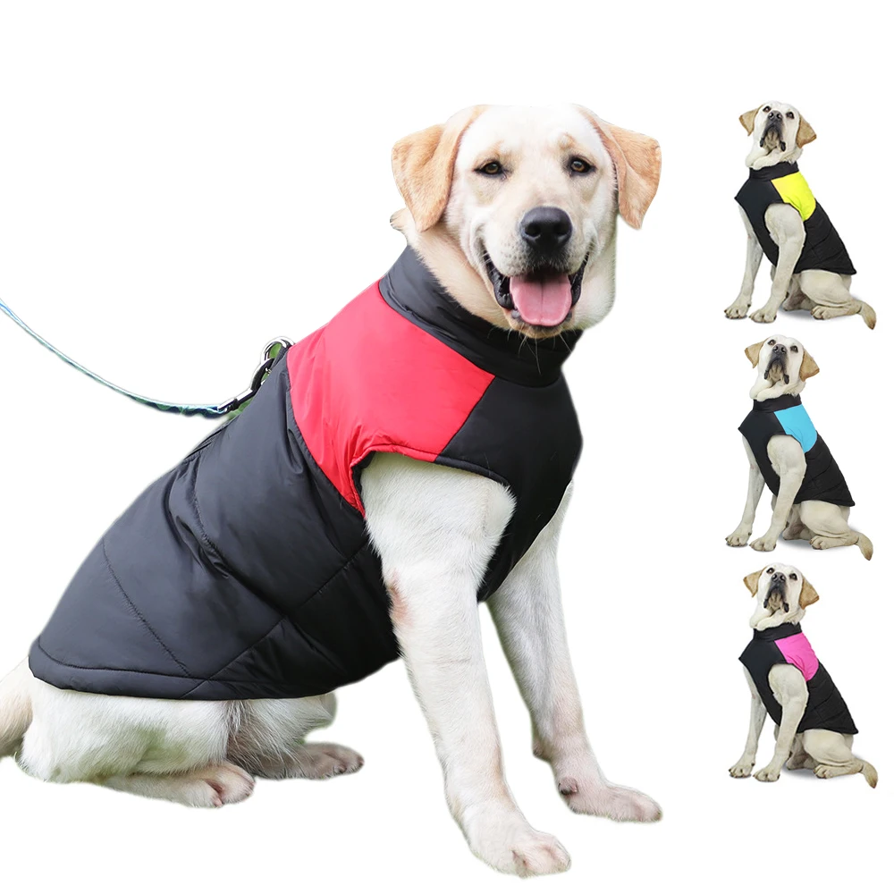 Waterproof Dog Jacket Warm Dog Coat with Zippered Leash Hole, Adjustable Dog Snow Jacket Snowsuit, Cozy Dog Winter Clothes