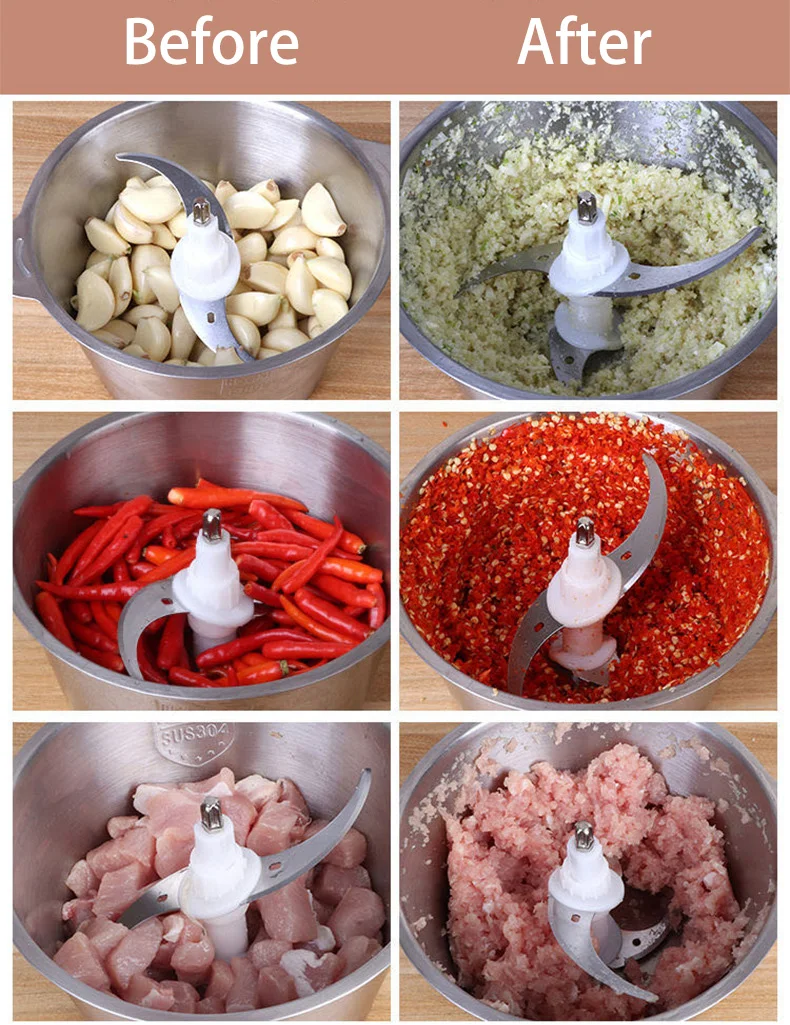 Hot Selling 2\3L Multifunction 2 Speeds Stainless Steel Meat Grinder Mini Meat Vegetable Slicer Chopper Grater Meat Grinders