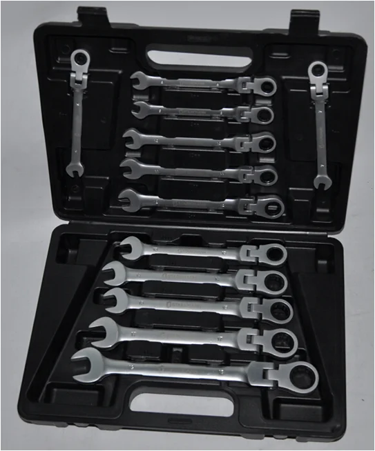 BOSSAN 12 piece Flexible Head Ratchet wrench hand tool set
