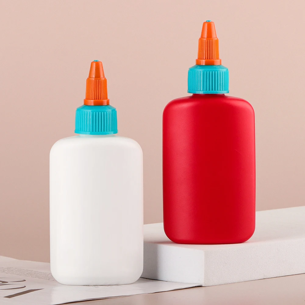 Wholesale Empty 40ml 60ml Liquid School Glue Botte Flat Empty Super Glue Bottles With Black Lid