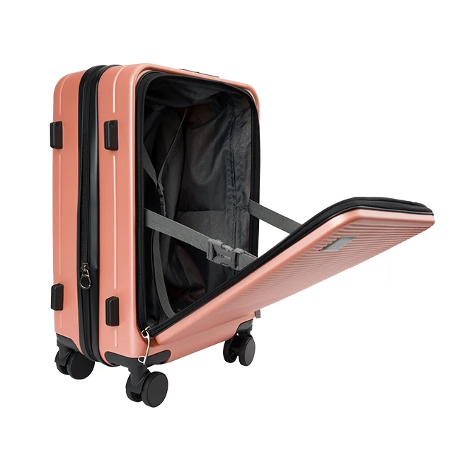 2024 Hot Selling TSA Lock Aluminum Frame Suitcases Luggage with USB Charging Port Cup and Phone Holder for Travel