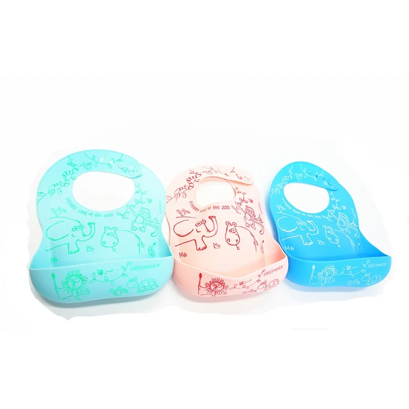 
Baby Feeding New Style Food Grade Cartoon Pattern Waterproof Silicone Baby Bib 