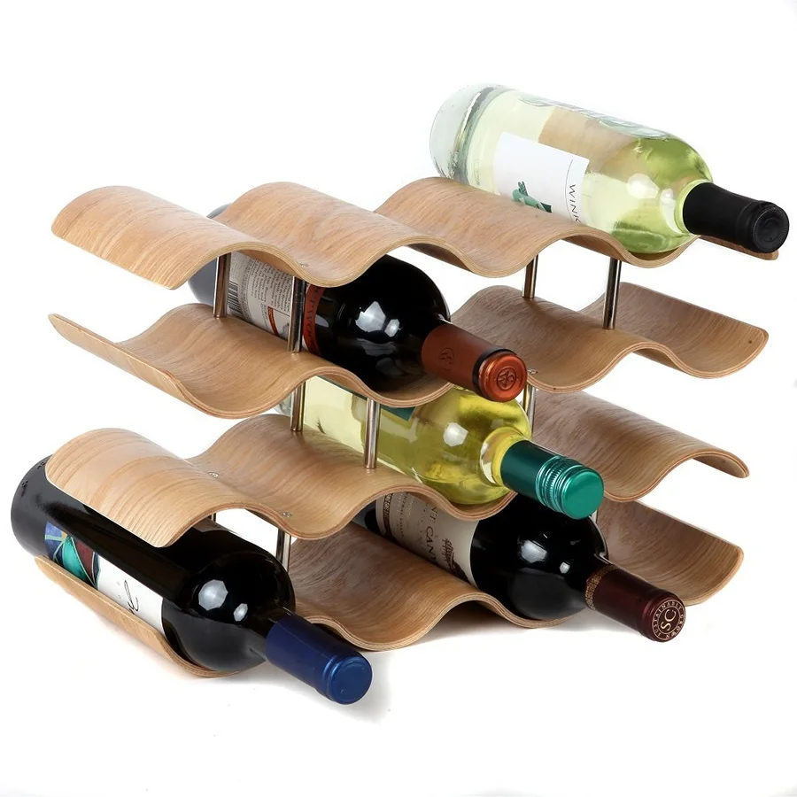 New design countertop tableto wood wine bottle stand modern wine rack holder