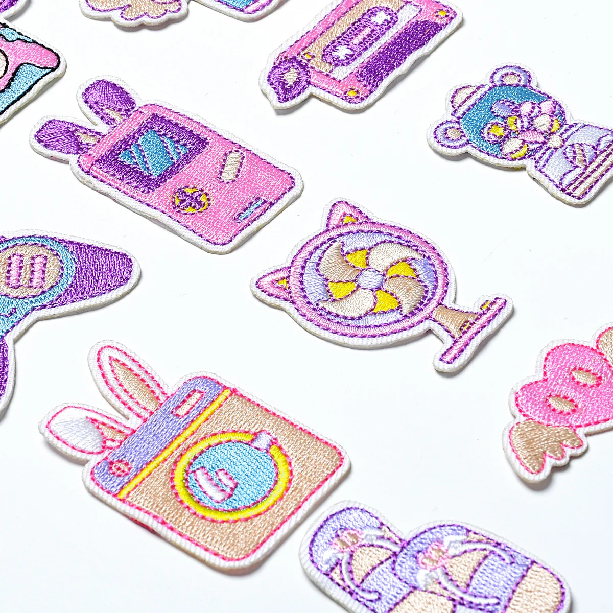 Cute Cartoon Designer Logo Embroidery Patch Purple Style Hand Made Embroidery Blazer Pocket Patch