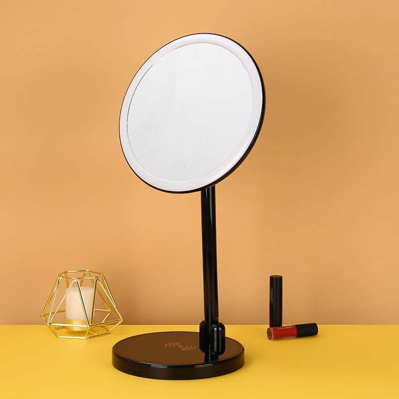 Multifunctional Desktop LED Makeup Mirror Custom Smartphone Wireless Charging Makeup Mirror