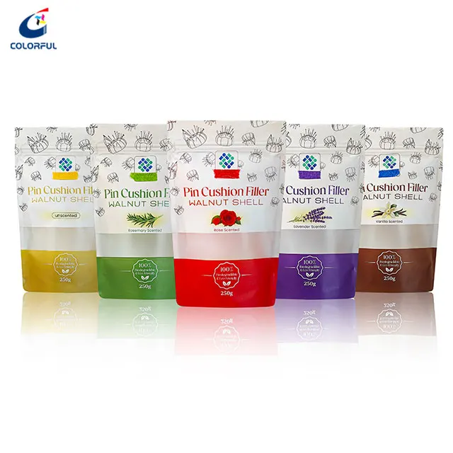 Custom Printed Eco Resealable Kraft Zipper Packaging Bag 250 500 gram Bolsas Stand Up Pouch With Frosted Window For Walnut Shell