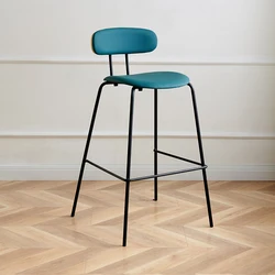 Counter Height Tall Luxury High White Black Nordic Kitchen Modern Cheap leather Bar Stool With Powder Coated Iron Metal Legs