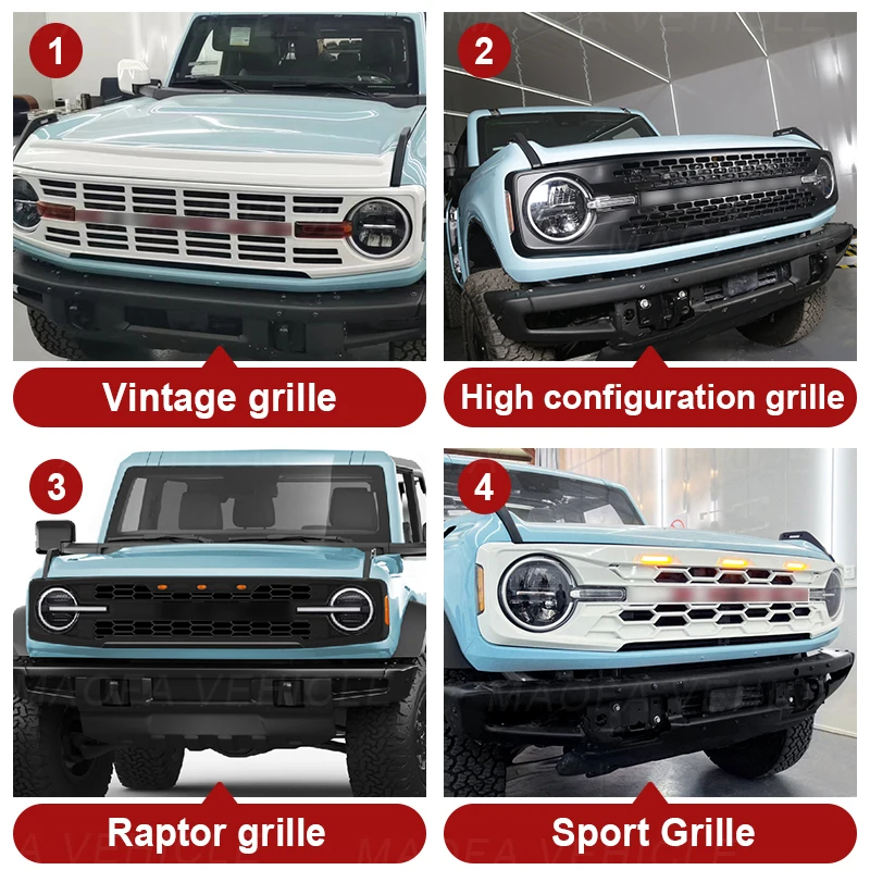 2021 2022 2023 Factory price Car exterior accessories Body Kit Radiator Grille Car Front Grille for Ford Bronco 2/4 Door