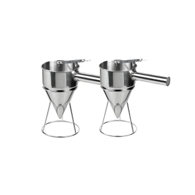 Stainless steel Cone Oil Bucket Hopper Funnel with Frame for Octopus balls sauce