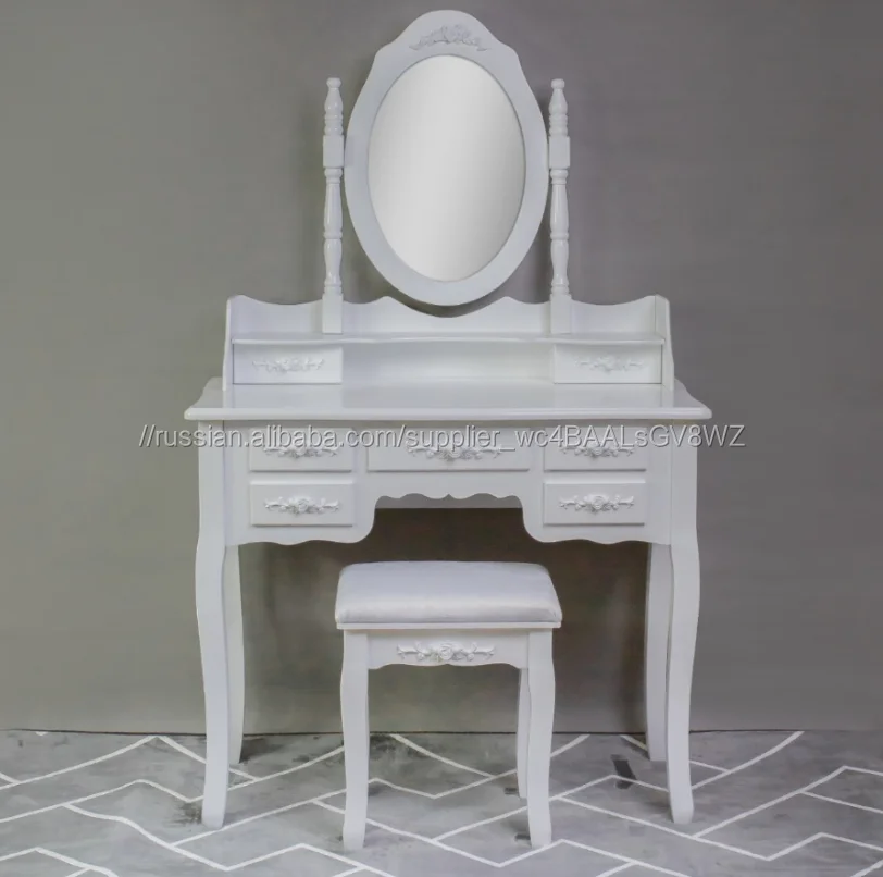 Дерево vanity конструкции Белый макияж комод с зеркалом