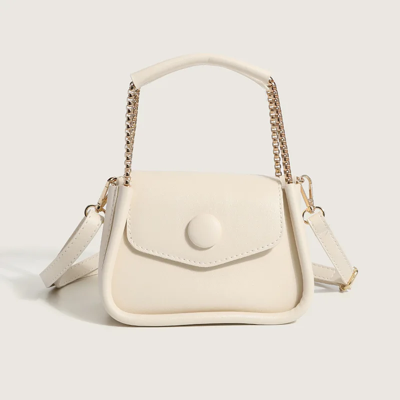 Korean Solid Color Chain Sling Bag Simple Vegan  Women Mini Shoulder Handbags Stylish Bag For Girls