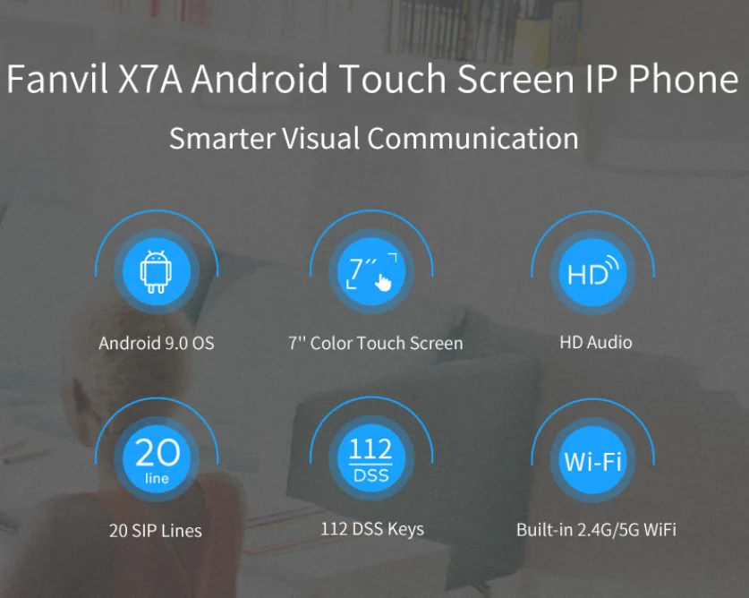 X7A Android 7-Inch Color Touch Screen IP Phone with 20 SIP Lines support WiFi POE VoIP Product