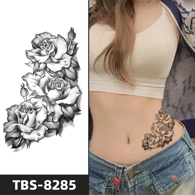 Wholesale Designs Waterproof Sticker Temporary Long Lasting Rose Flowers Tattoos Sticker