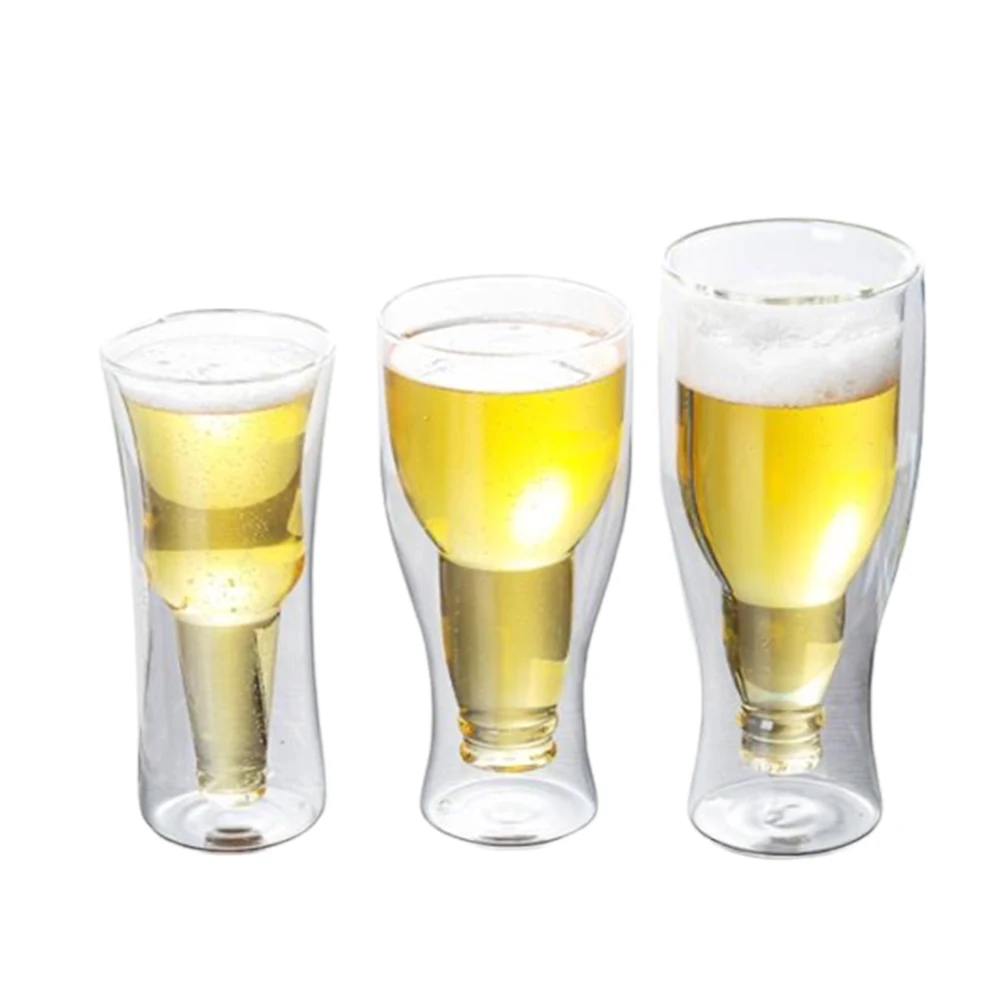 Upside down double wall beer glass