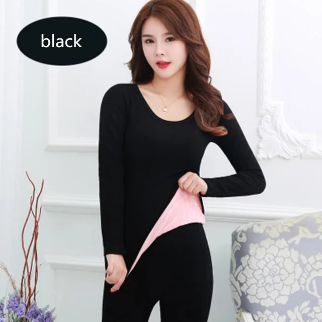 Новое зимнее термобелье, женский шерстяной комплект из двух предметов с длинным рукавом и флисовой подкладкой