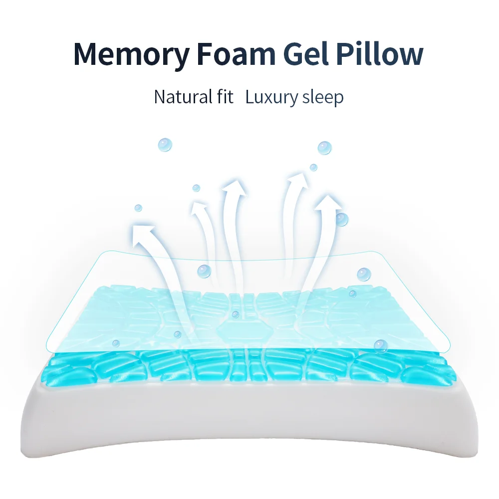 Soft Cool Silicone Gel Pillow for Good Sleep in Hot Summer Washable  memory foam pillow with cooling gel