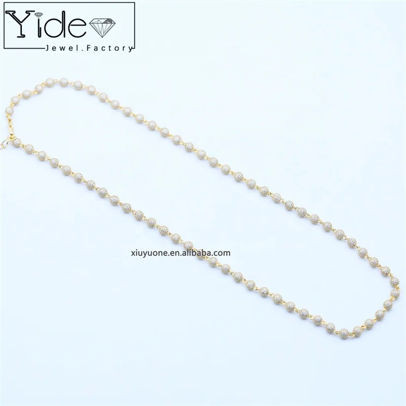 Wholesale Iced Out Jewelry Hip Hop Men Bling Necklace Micro Pave Diamond Ball Beads Link Chain
