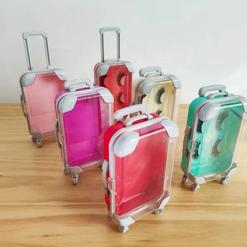 25mm Mink Eyelashes Box Private Label With Logo Eyelash Box Wholesale Customization Lashes Mini Suitcase Luggage