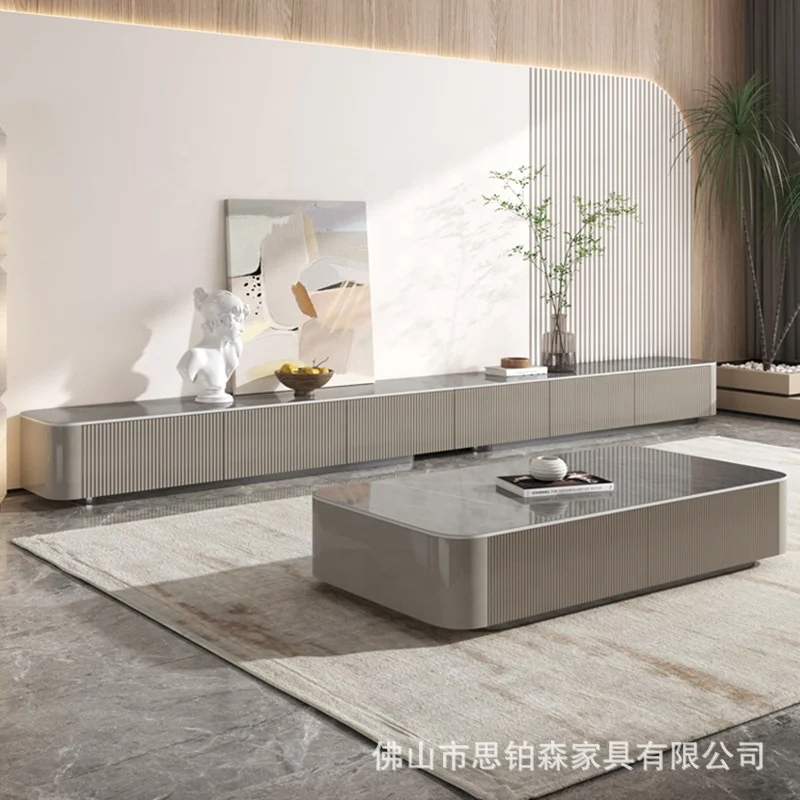 Wholesale Italian Luxurious Slate Coffee Table Living Room Tea Table And TV Stand Cabinet Set
