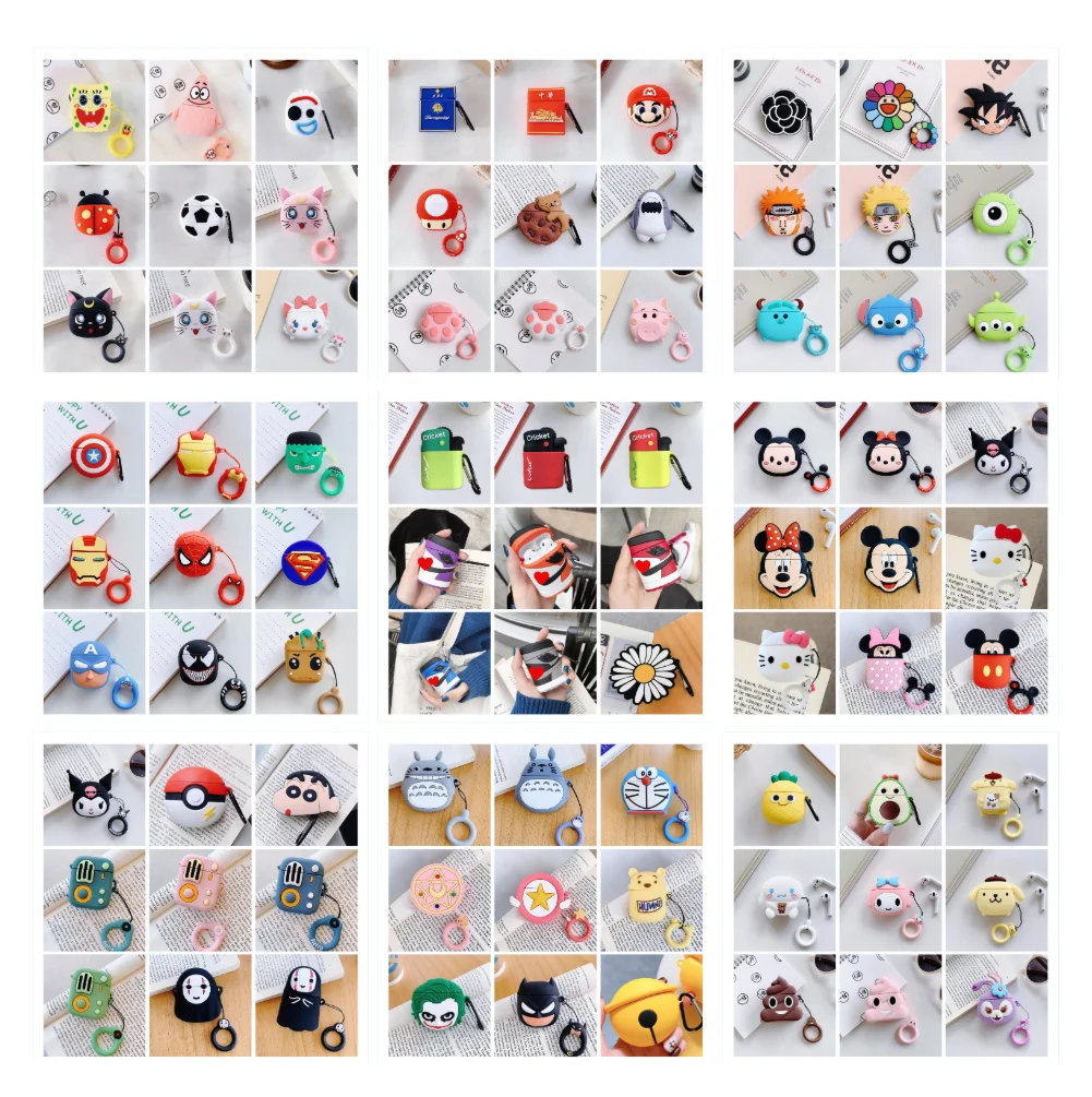 
OcoDropship NEW COME Silicone Cases for Airpods Cartoon Cute Earphone Cover Case for Apple Airpods Case 1&2 Shockproof Sleeve 
