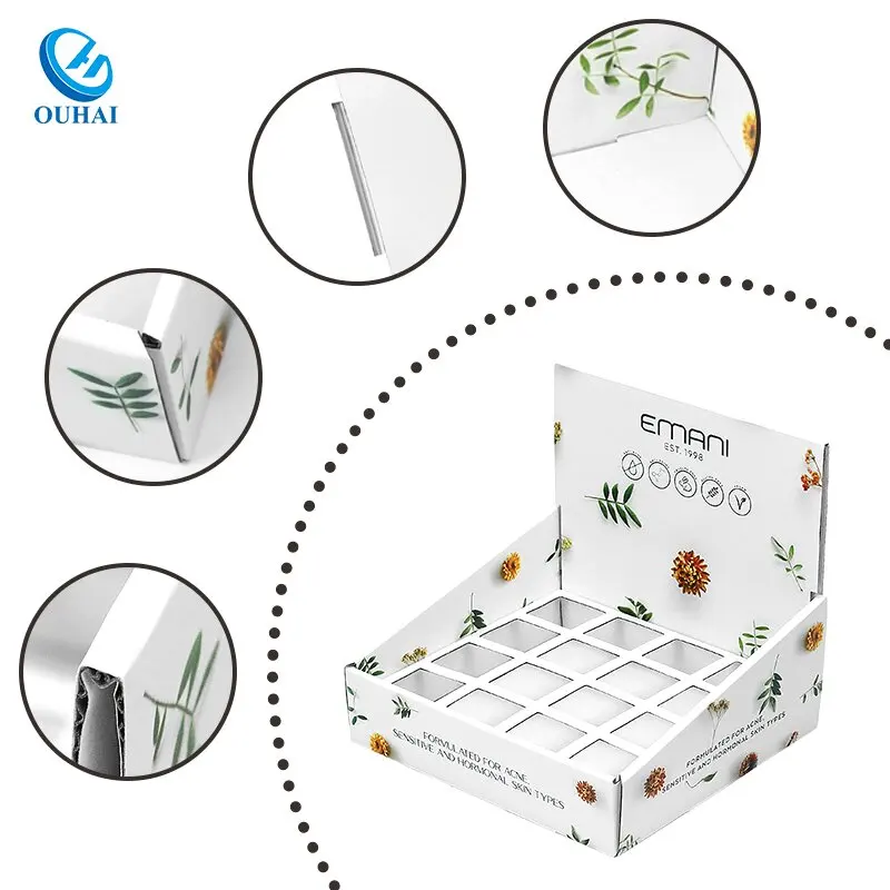 Free design custom carton counter top display box Unit paper makeup holder Cardboard eyelash cosmetic paper display holder