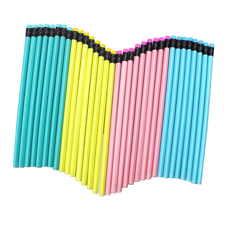 Custom LOGO Bulk Cheap Sharpened Hexagonal Wooden Macaron Color HB Pencil with Eraser