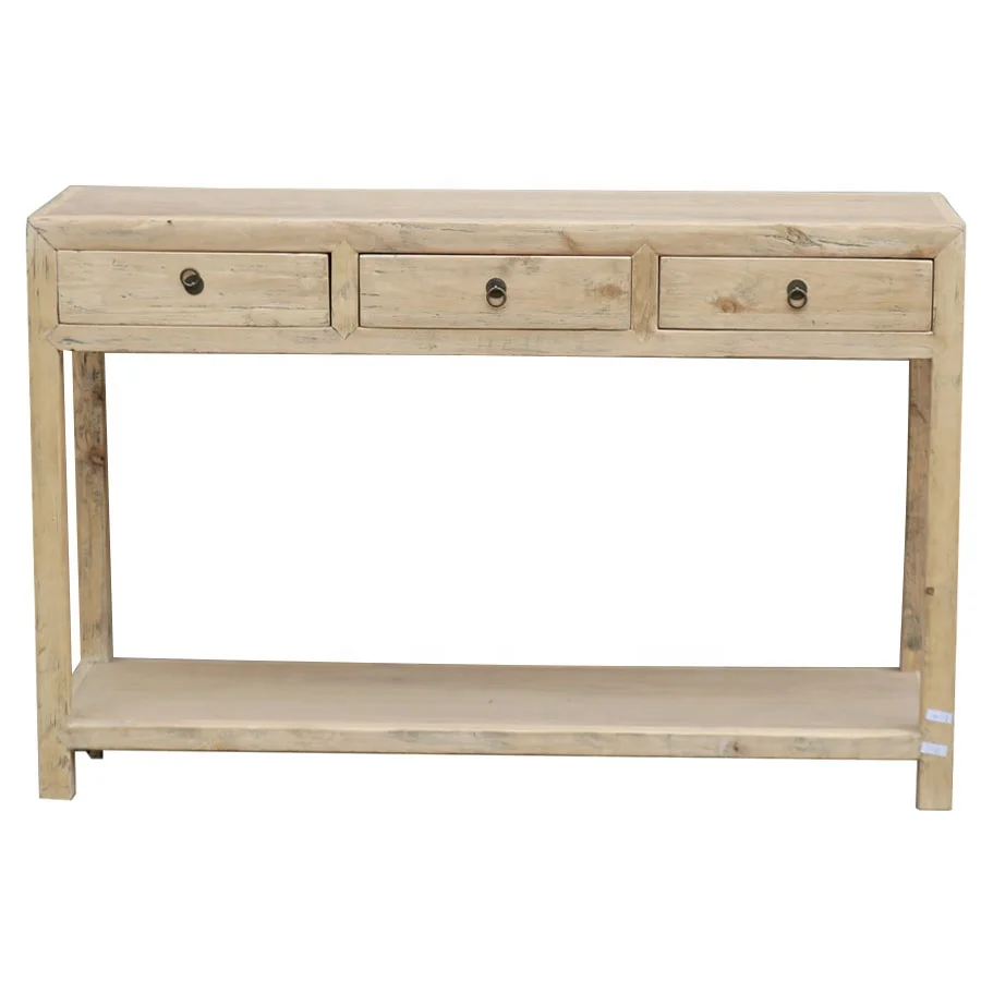 chinese antique reclaimed wood three drawers natural computer writing table