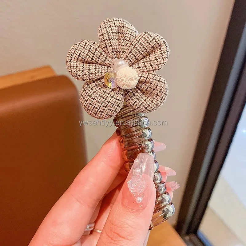 New Design Creative Telephone Wire Scrolls Hair Ties Gradient Candy Color Flowers Elastic Hair Bands For Kids Girls