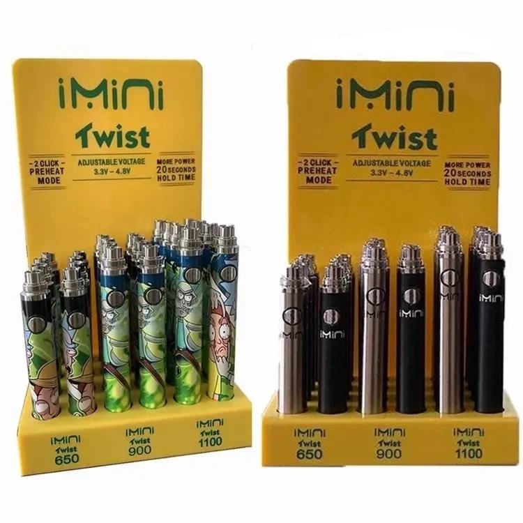 
Free shipping wholesale Imini Twist Slim Battery Kit Preheat CBD Variable Voltage 510 Twist Battery With Display Package 