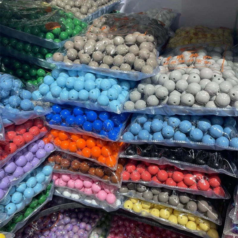 Mylulu Wholesale Candy Colored Loose Acrylic Plastic Bracelet Beads Jewelry beads Bubblegum Bead For Jewelry Making Kit Set
